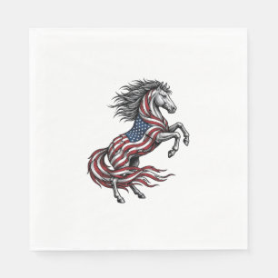Serviette En Papier Chemise vectorielle de cheval cabré patriotique vi