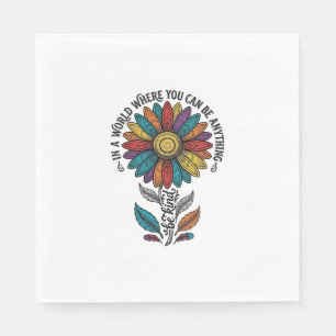 Serviette En Papier Chemise vintage à gravure de fleur arc-en-ciel soi