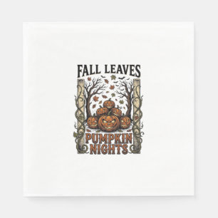 Serviette En Papier Chemise Vintage Citrouille Feuilles D'automne Réco