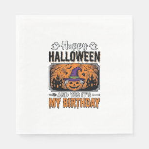 Serviette En Papier Chemise Vintage Citrouille Sorcière Anniversaire H