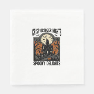Serviette En Papier Chemise vintage Halloween avec nuit d'octobre hant