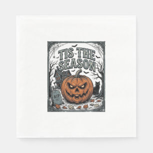 Serviette En Papier Chemise Vintage Halloween Citrouille Chat C'est La