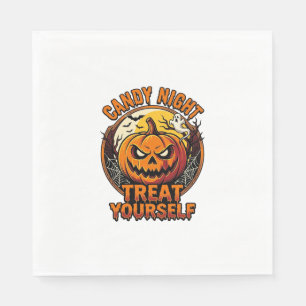 Serviette En Papier Chemise Vintage Halloween Pumpkin Treat Yourself_1
