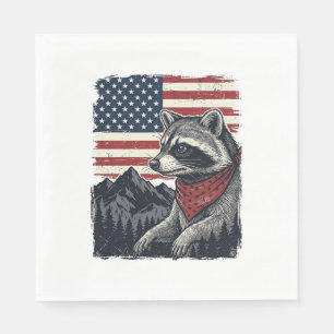Serviette En Papier Chemise vintage patriotique Raccoon Mountain Flag