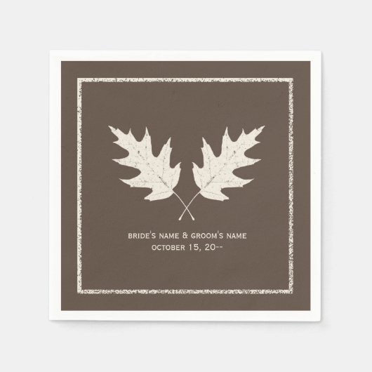 Serviette En Papier Chêne Feuille Mariage d'automne Napkins (Devant)