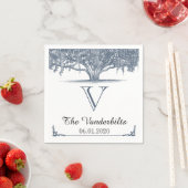 Serviette En Papier Chêne Mossy en Mariage bleu Napkin (En situation)