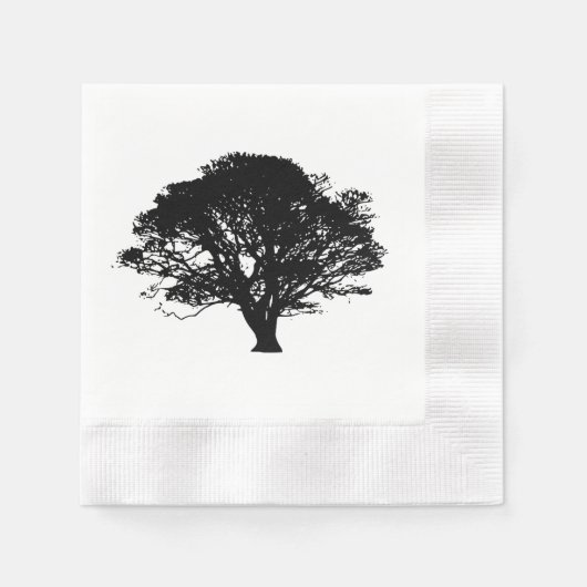 Serviette En Papier Chêne noir gothique Silhouette Art Dessin (Devant)