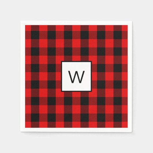 Serviette En Papier Chèque de bison rouge rouge festin (Devant)