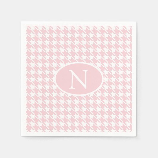 Serviette En Papier Chèque monogramme rose en hauteur personnalisée (Devant)