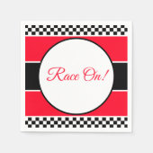 Serviette En Papier Chèque noir blanc avec rouge (Devant)