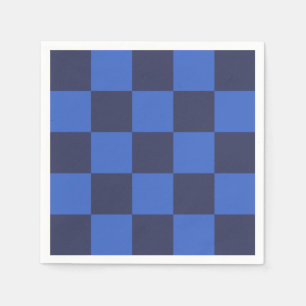 Serviette En Papier Chèques-chèques modernes géométriques en bleu fonc