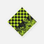 Serviette En Papier Chèques et permules - Lime vert et noir (Coin)