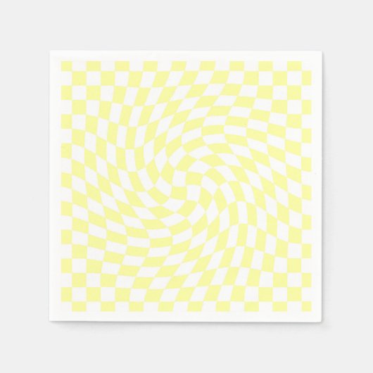 Serviette En Papier Chèques jaune pâle doux Motif ondulé (Devant)