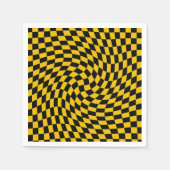 Serviette En Papier Chèques Jaunes Noirs Déformés À damiers (Devant)