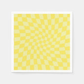Serviette En Papier Chèques Retro Pastel Jaune en damier dépoli (Devant)
