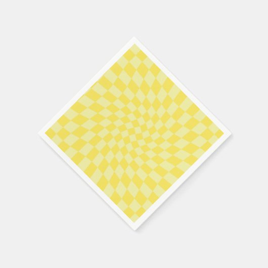 Serviette En Papier Chèques Retro Pastel Jaune en damier dépoli (Coin)