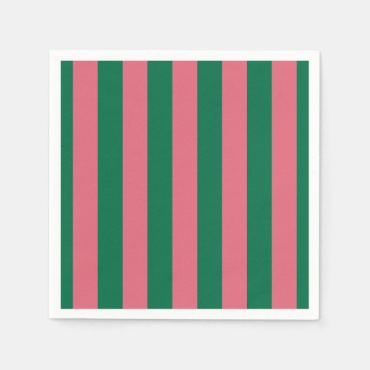 Serviette En Papier Chérie Picket Rose Vert Bande (Devant)