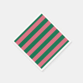 Serviette En Papier Chérie Picket Rose Vert Bande (Coin)