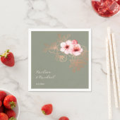 Serviette En Papier Cherry Blossom Pink Sage Green Wedding (En situation)