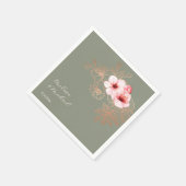 Serviette En Papier Cherry Blossom Pink Sage Green Wedding (Coin)