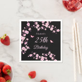Serviette En Papier Cherry Blossoms Pink Black Custom (En situation)
