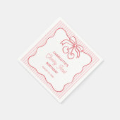 Serviette En Papier "Cherry First" Birthday Pink Stripe Bow Girly (Coin)