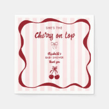 Cherry on Top Baby Shower Pink Stripes Coquette