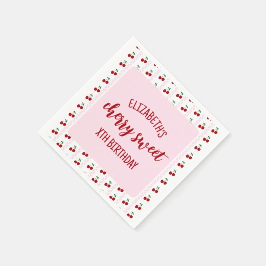 Serviette En Papier Cherry Sweet Anniversaire (Coin)