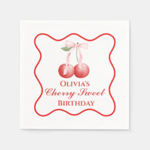 Serviette En Papier Cherry Sweet anniversaire Pink Bow En vichy