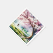 Serviette En Papier Cherry Tree avec une fille sur une aile (Coin)