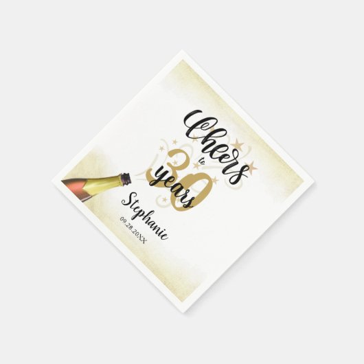 Serviette En Papier CHERS D'Anniversaire À # ANNÉES Black Gold Script (Coin)