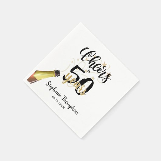Serviette En Papier CHERS D'Anniversaire À # ANNÉES Black Gold Script (Coin)