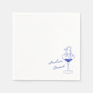 Serviette En Papier Cherub Cupidon Mariage Personnalisé Dessiné à la M