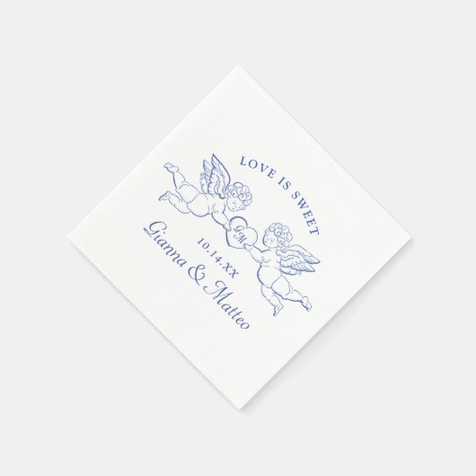 Serviette En Papier Cherubs Holding Heart Couple Cupids Initials (Coin)