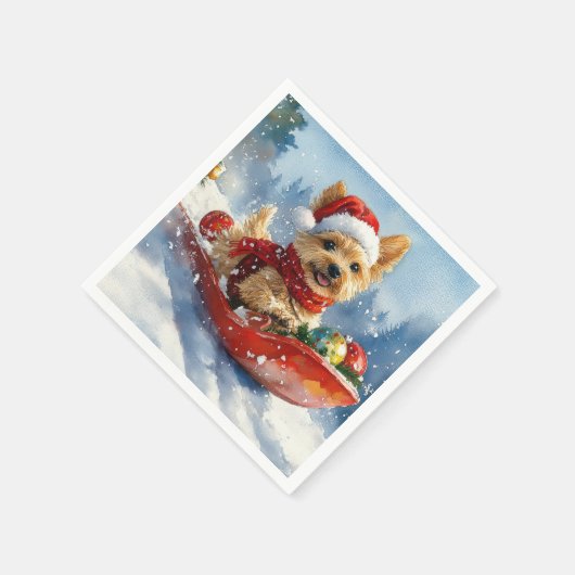 Serviette En Papier Chesapeake Bay Terrier Dog dans Sledge Noël (Coin)