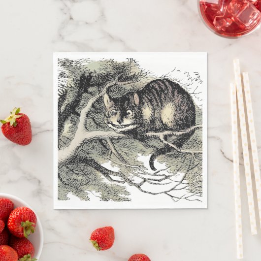 Serviette En Papier Cheshire Chat Alice Wonderland Classic (En situation)