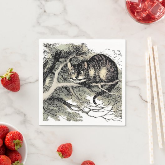 Serviette En Papier Cheshire Chat Alice Wonderland Classic (En situation)