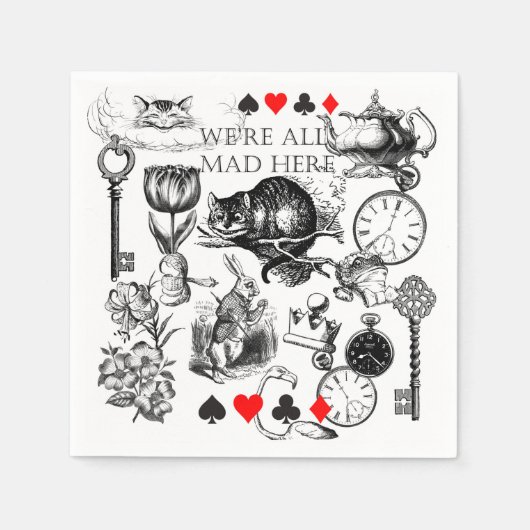 Serviette En Papier Cheshire Chat classique alice au merveilleux fou (Devant)