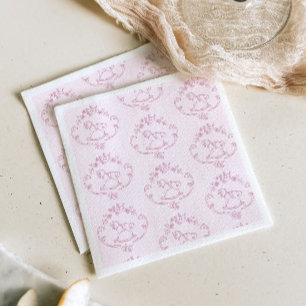 Serviette En Papier Cheval à bascule Toile de Jouy rose douche pour bé