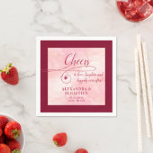 Serviette En Papier Cheval à l'amour Élégant Script Mariage Bourgogne (En situation)