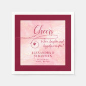Serviette En Papier Cheval à l'amour Élégant Script Mariage Bourgogne (Devant)