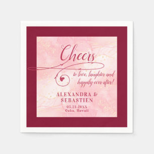 Serviette En Papier Cheval à l'amour Élégant Script Mariage Bourgogne