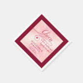 Serviette En Papier Cheval à l'amour Élégant Script Mariage Bourgogne (Coin)