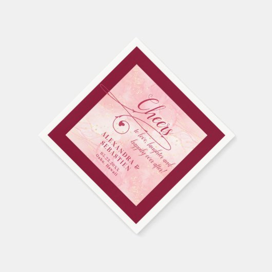 Serviette En Papier Cheval à l'amour Élégant Script Mariage Bourgogne (Coin)