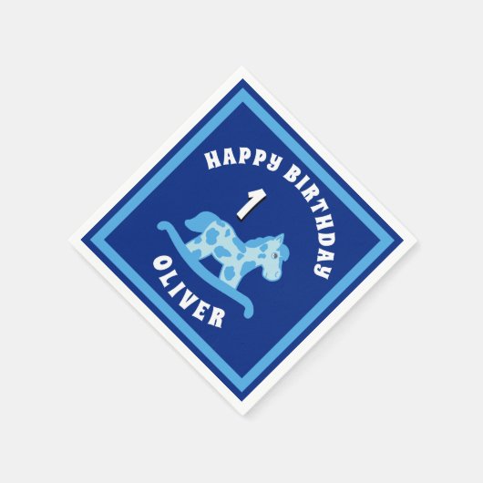 Serviette En Papier Cheval à rocher Blue Boy fête d'anniversaire (Coin)