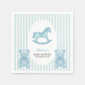 Serviette En Papier Cheval à rocher Preppy Ours Baby shower bleu (Devant)