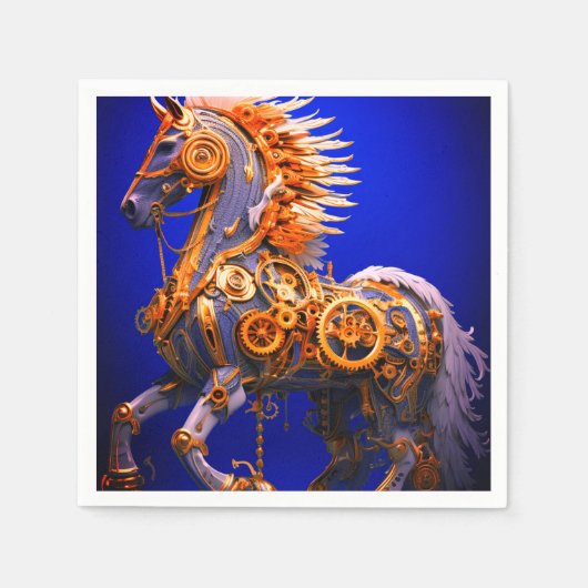 Serviette En Papier Cheval Ai Steampunk (Devant)