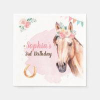 Cheval Anniversaire Cowgirl Party Napkins Girl ros