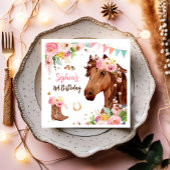 Serviette En Papier Cheval Anniversaire Fille Cowgirl Rose Floral Part