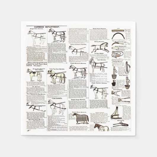 Serviette En Papier Cheval Antique Publicité Journal Art (Devant)